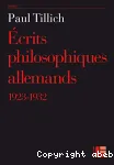 Ecrits philosophiques allemands (1923-1932)