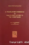 A Translator's Handbook on Paul's First Letter to the Corinthians