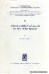 A History of the Criticism of the Acts of the Apostles